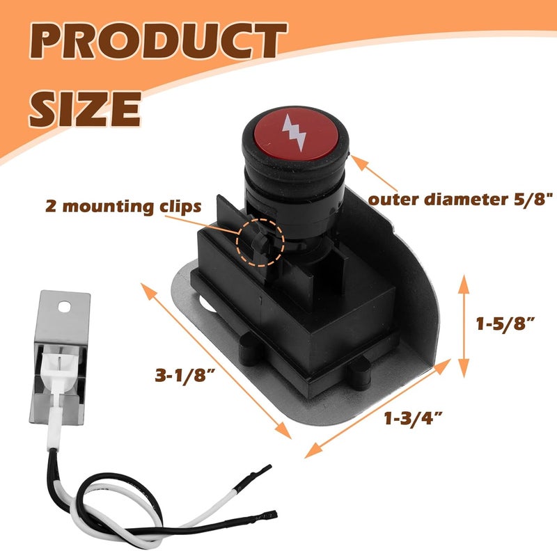 MOASKER Grill Igniter KIt 80475 for Weber Q120 Q220 Series Grills Electronic Igniter Replacement Parts, Grill Push Electric Button Starter Kit Replacement for Weber Baby Q Parts 516002 566002 566014 - Image 2